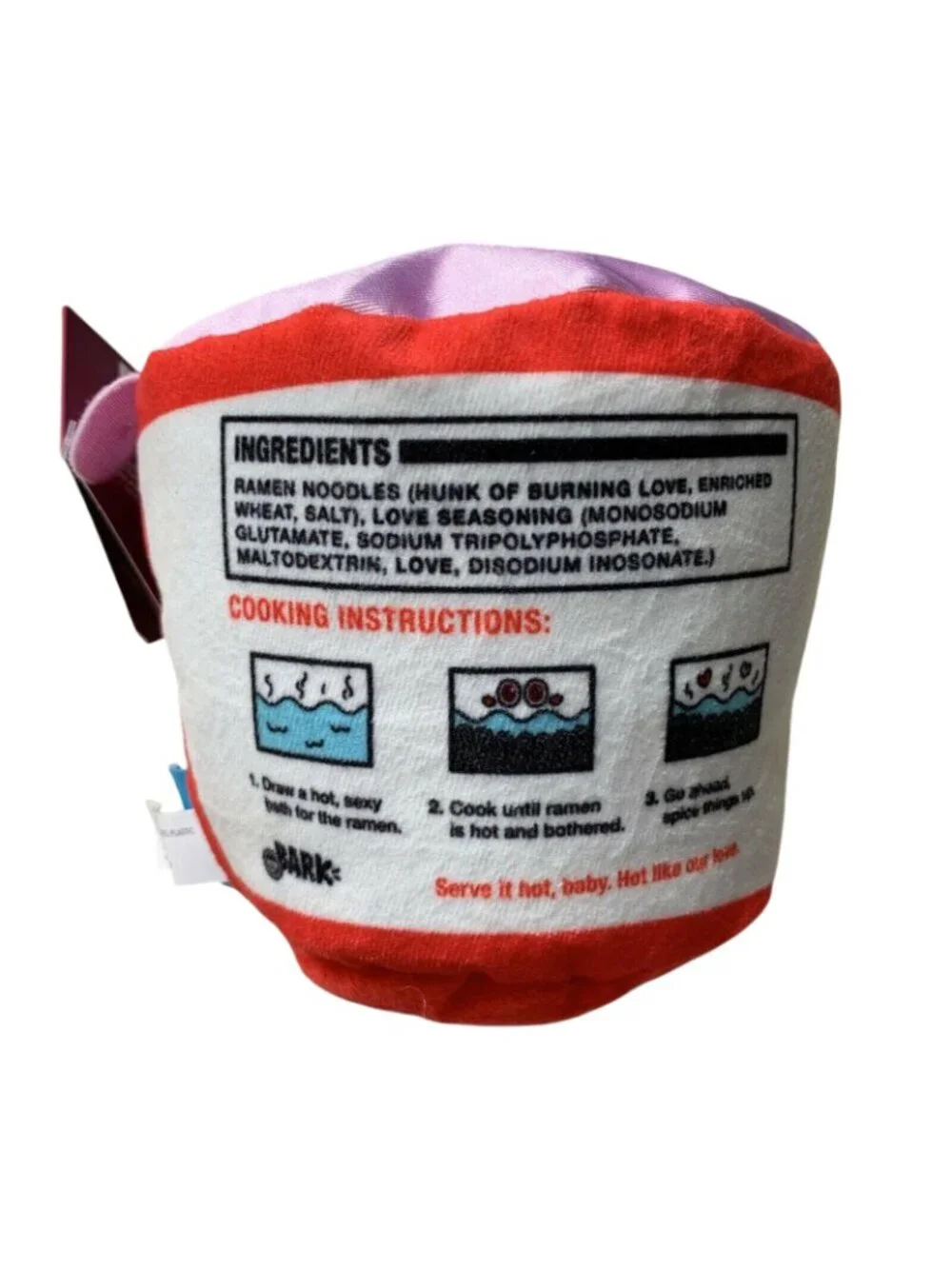 Bark Dog Chew Toy Ramen-Tic Plush Squeaker Crinkle Chewable Stuffing New Gift